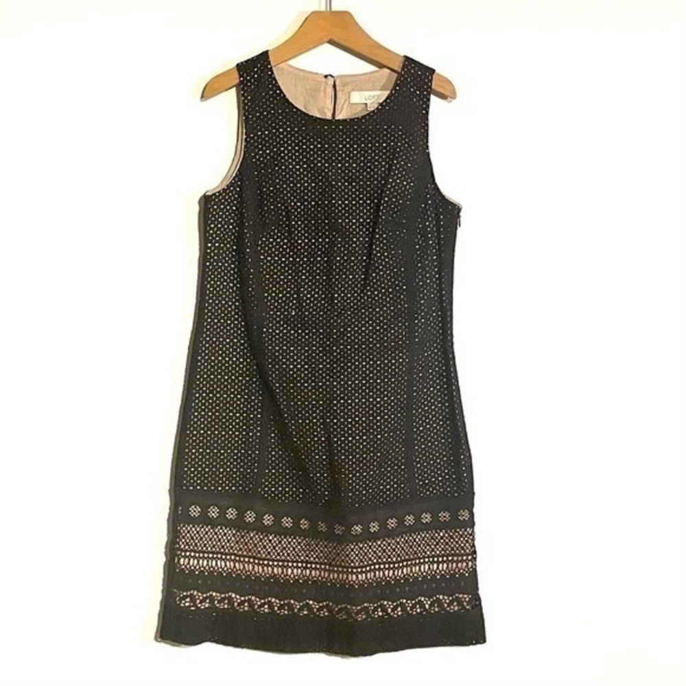 Ann Taylor Loft Eyelet Black Dress Cotton Sleeveless Lace Summer cocktail dress